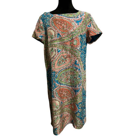 EUC Talbot 100% Silk Shift Dress Turquoise Size 12 - Picture 1 of 9